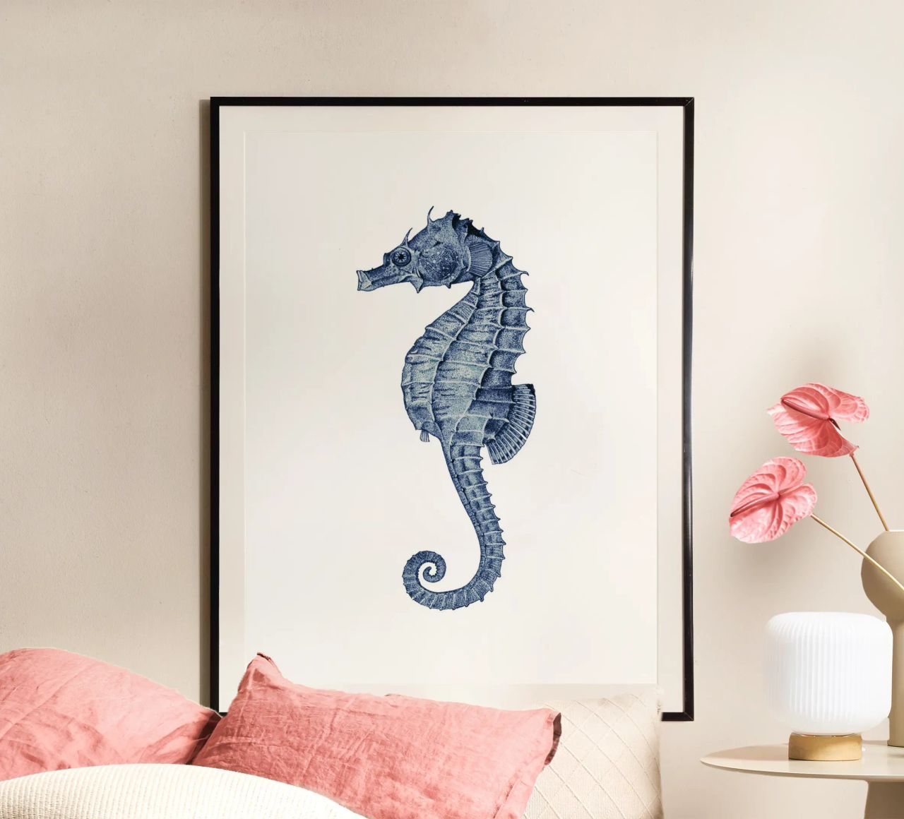 Vintage Navy Seahorse – Coastal Art for Beach House poster by Studio Vintage