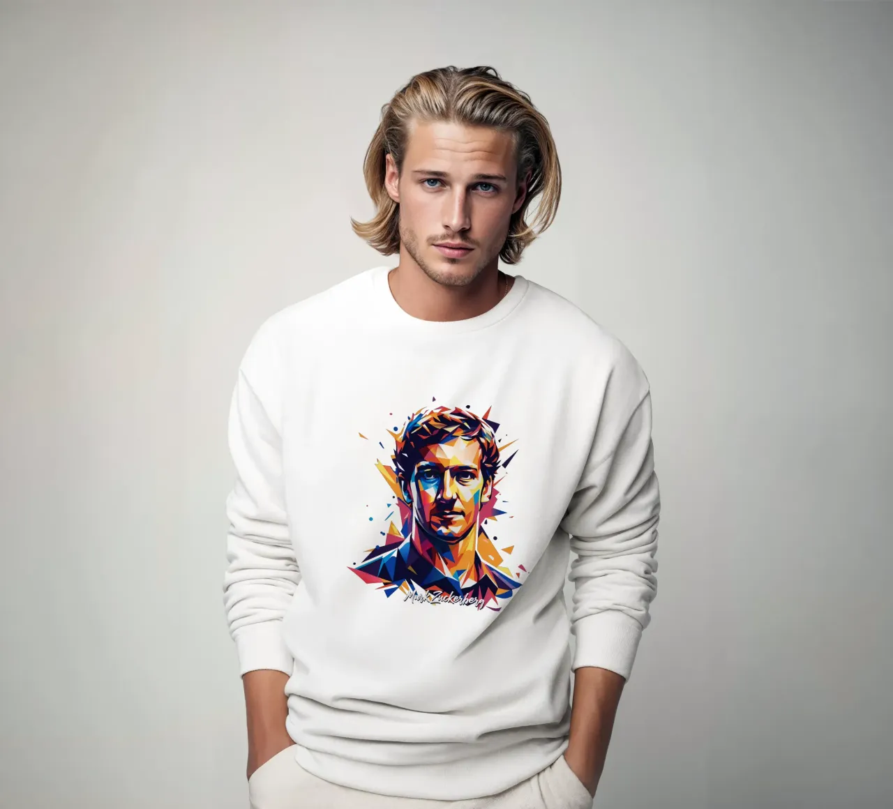 Mark Zuckerberg in WPAP Pop ARt sweatshirt van vectorartnesia