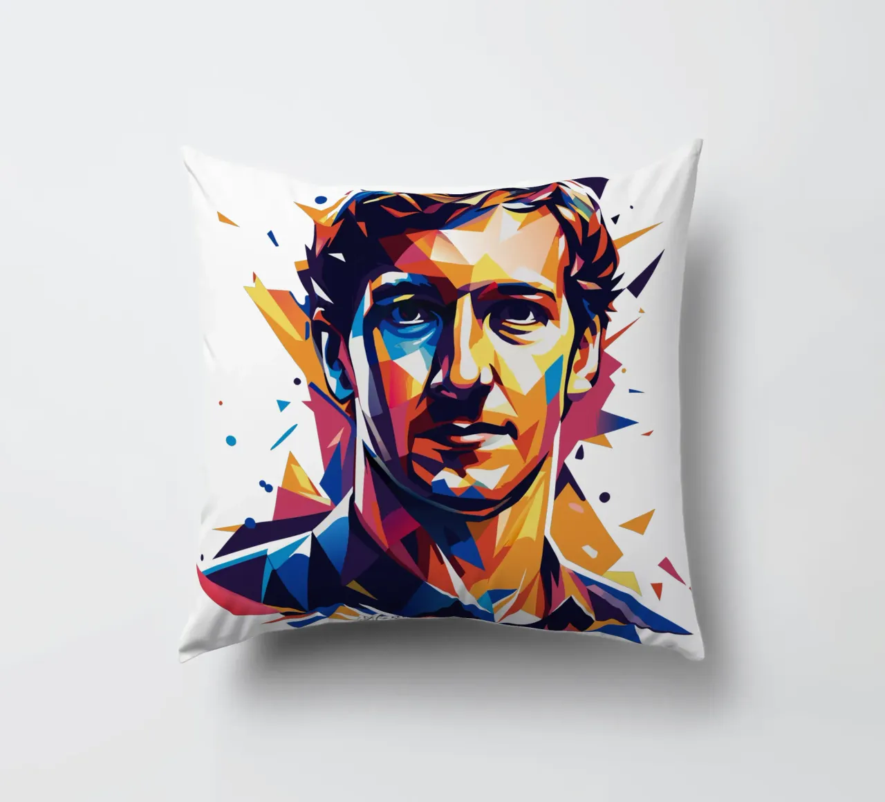 Mark Zuckerberg in WPAP Pop ARt Kissen von vectorartnesia