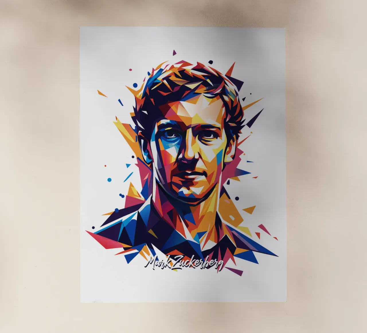 Mark Zuckerberg in WPAP Pop ARt backlit film by vectorartnesia