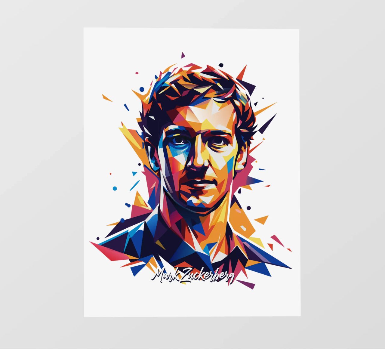 Mark Zuckerberg in WPAP Pop ARt pellicola backlit da vectorartnesia