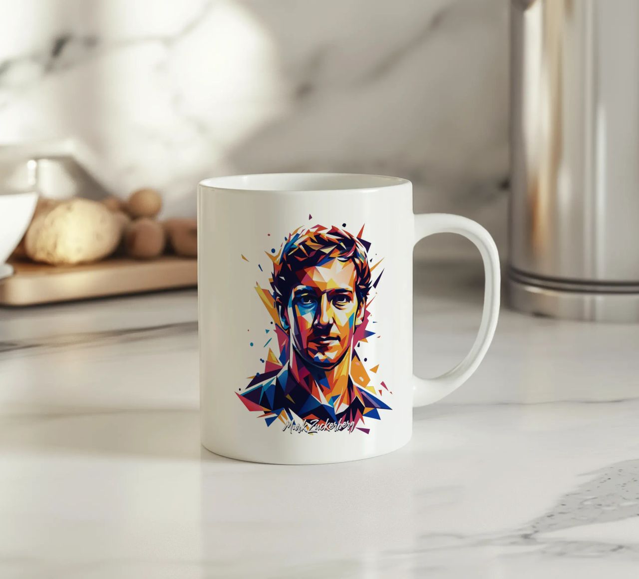 Mark Zuckerberg in WPAP Pop ARt tazza in ceramica da vectorartnesia