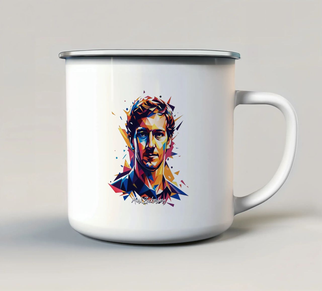 Mark Zuckerberg in WPAP Pop ARt tazza in smalto da vectorartnesia