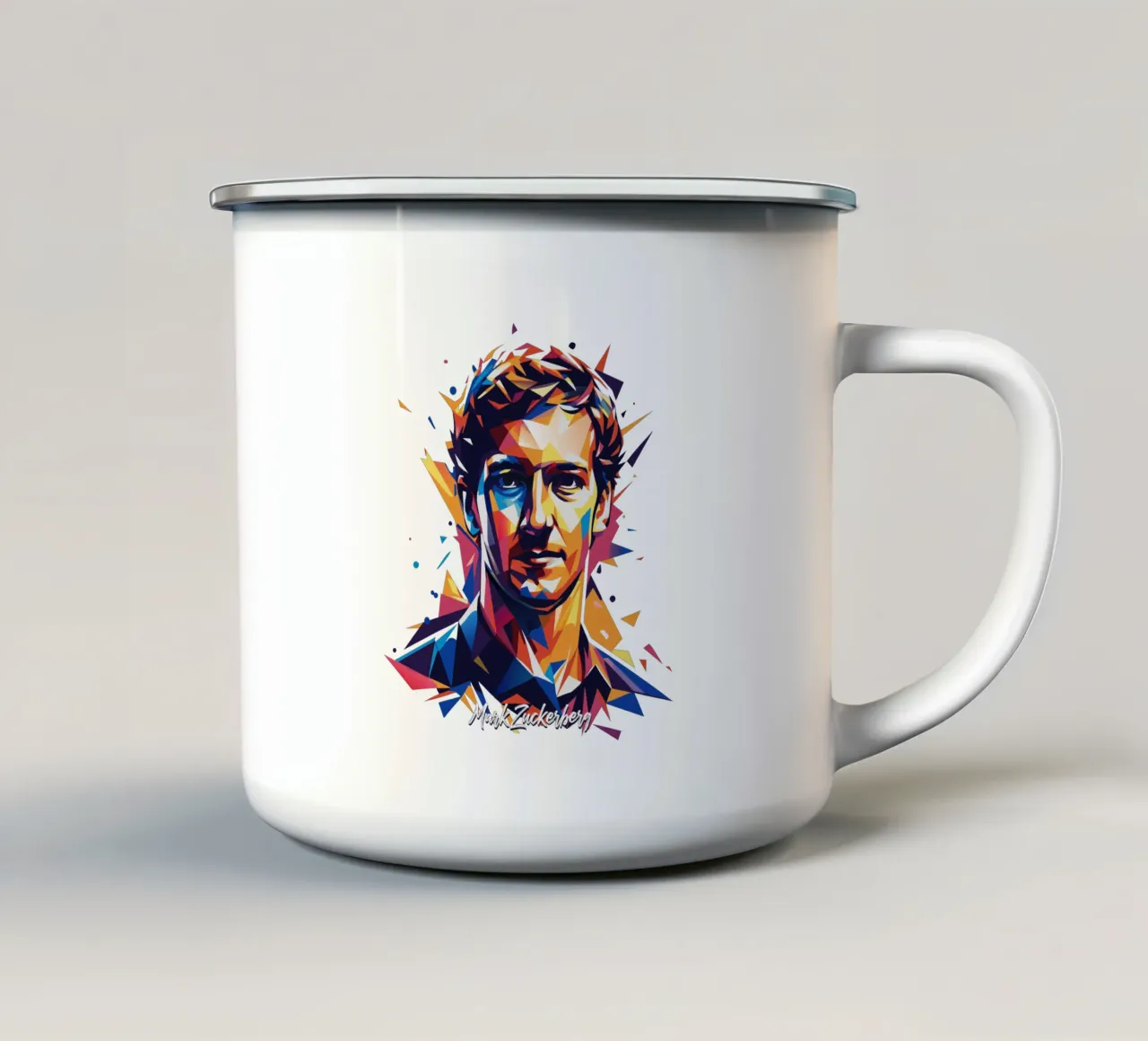 Mark Zuckerberg in WPAP Pop ARt mug en émail de vectorartnesia