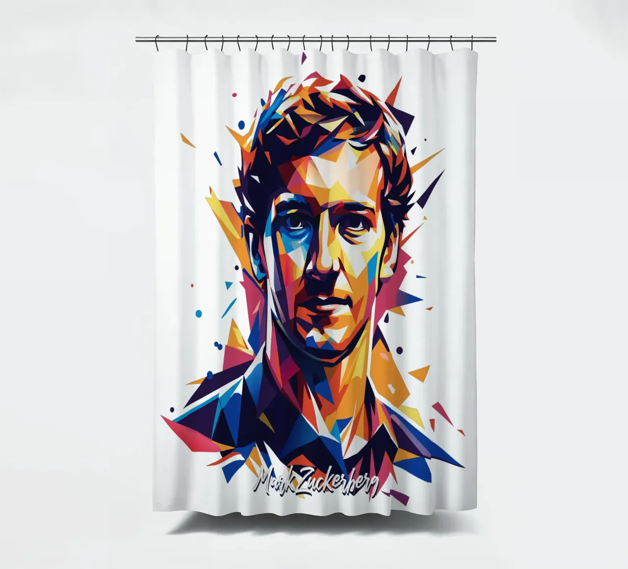 Mark Zuckerberg in WPAP Pop ARt tenda da doccia da vectorartnesia