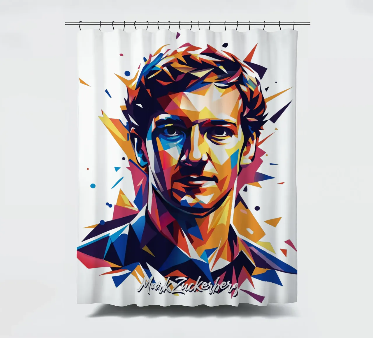 Mark Zuckerberg in WPAP Pop ARt tenda da doccia da vectorartnesia