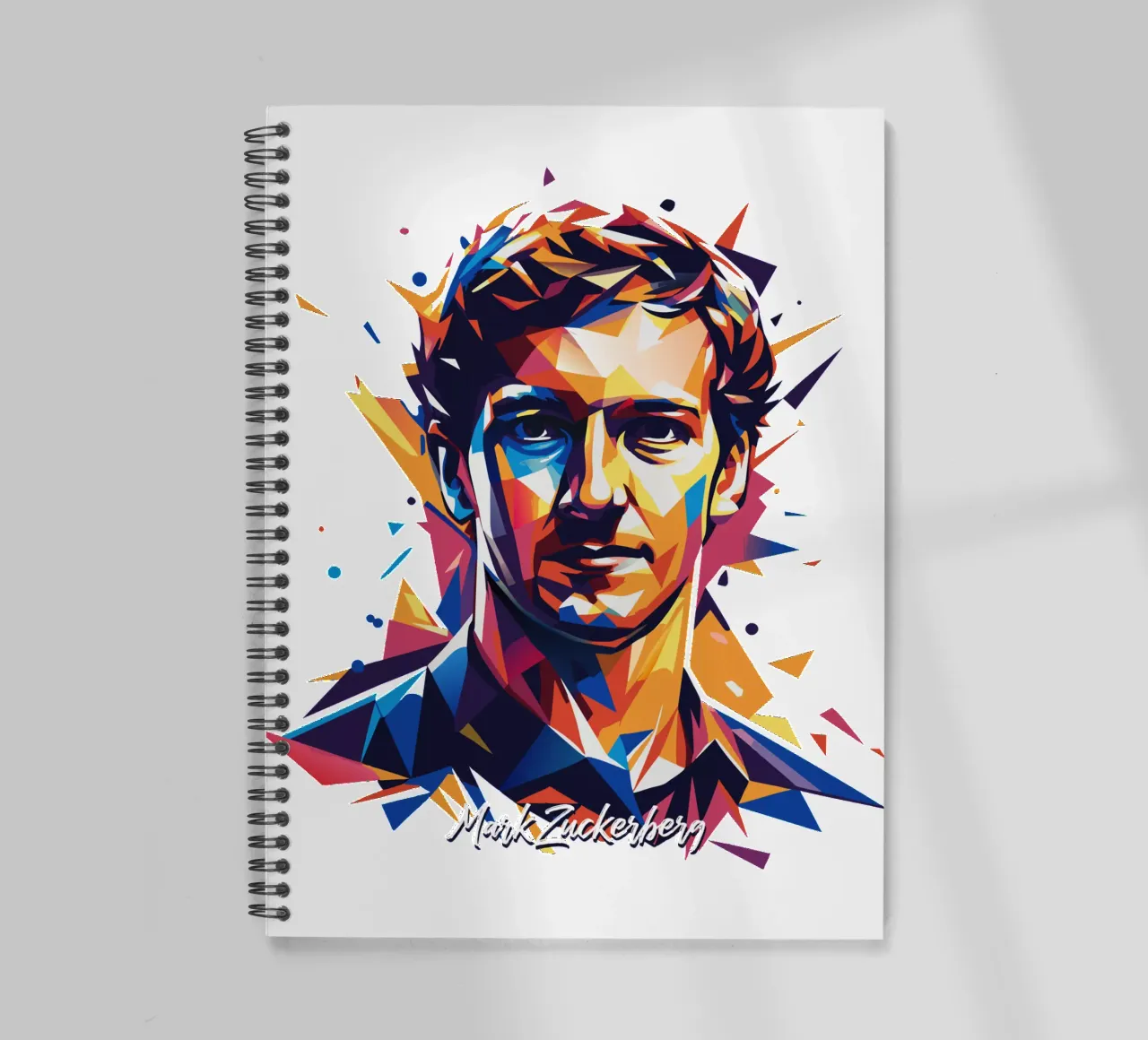 Mark Zuckerberg in WPAP Pop ARt spiral notebook by vectorartnesia