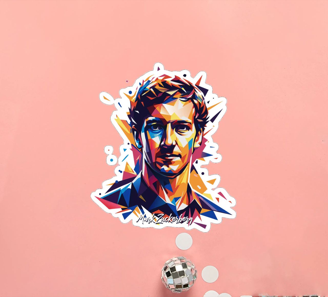 Mark Zuckerberg in WPAP Pop ARt adesivo da vectorartnesia