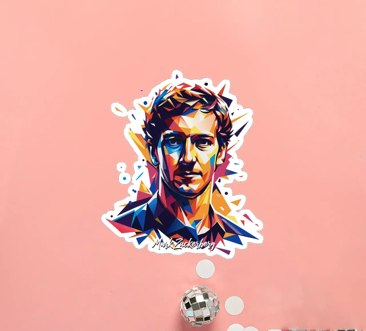 Mark Zuckerberg in WPAP Pop ARt pegatina de vectorartnesia