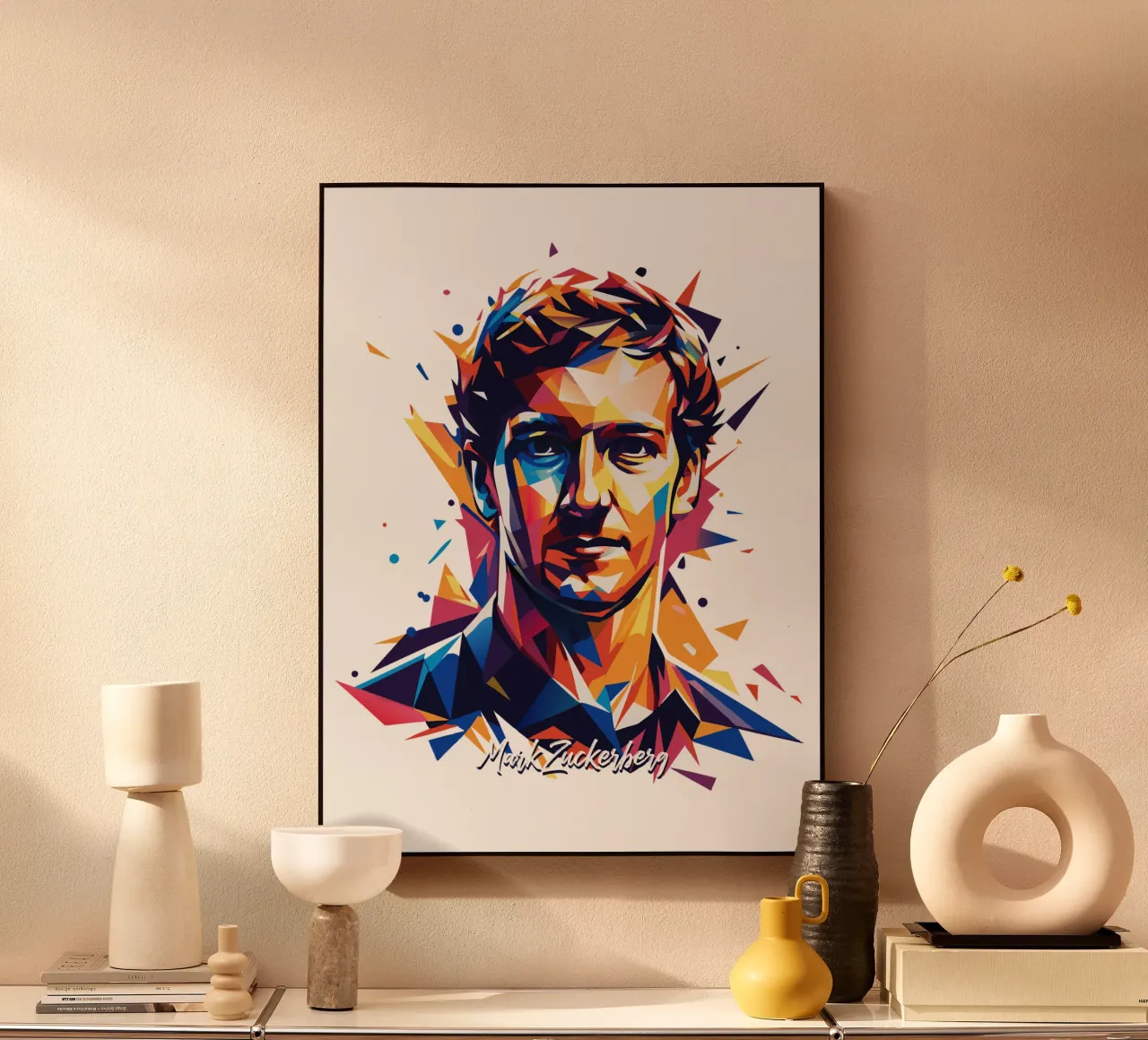 Mark Zuckerberg in WPAP Pop ARt plexiglass da vectorartnesia