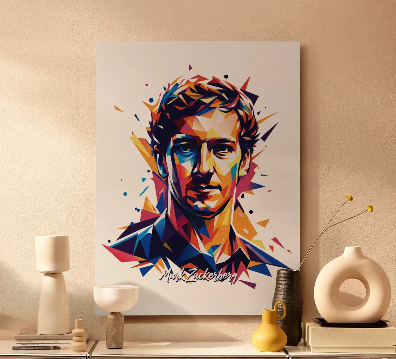 Mark Zuckerberg in WPAP Pop ARt Alu-Dibond von vectorartnesia