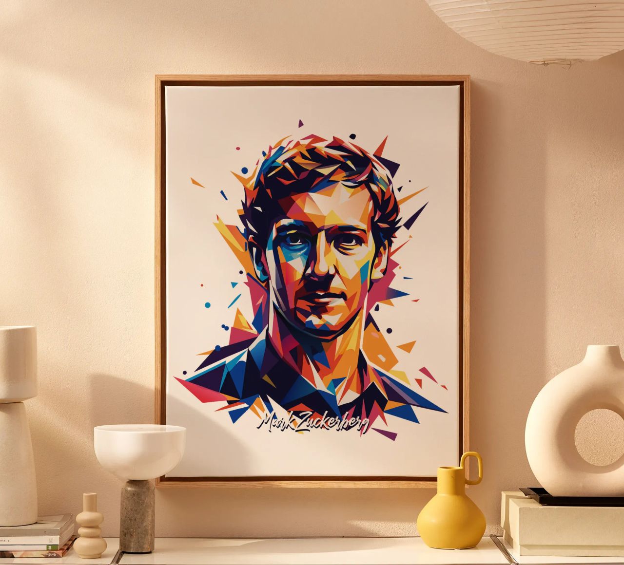 Mark Zuckerberg in WPAP Pop ARt tela da vectorartnesia