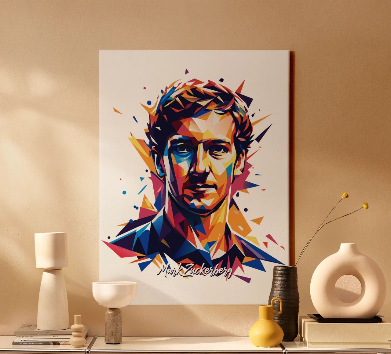Mark Zuckerberg in WPAP Pop ARt tela da vectorartnesia