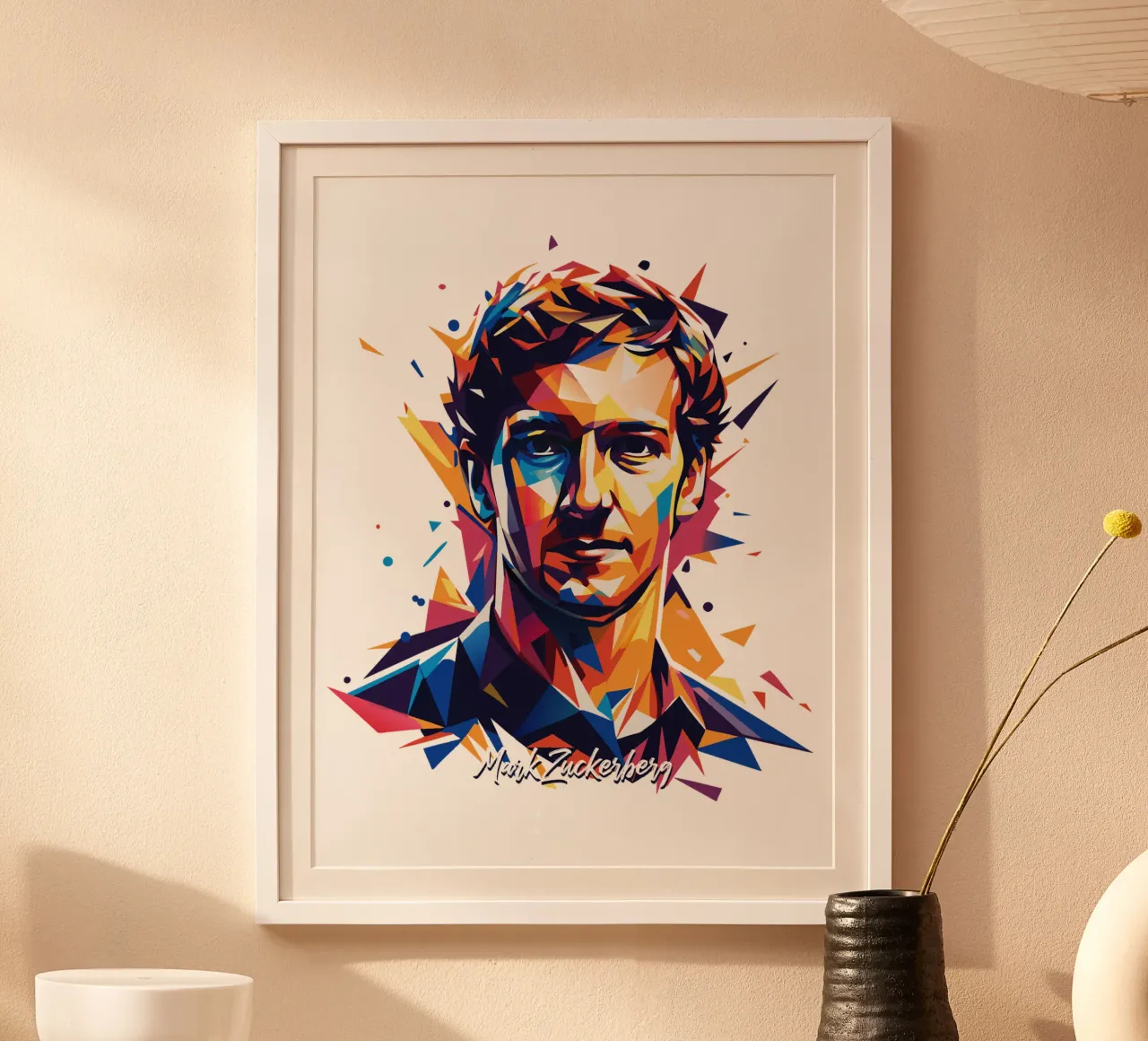Mark Zuckerberg in WPAP Pop ARt hahnemühle de vectorartnesia