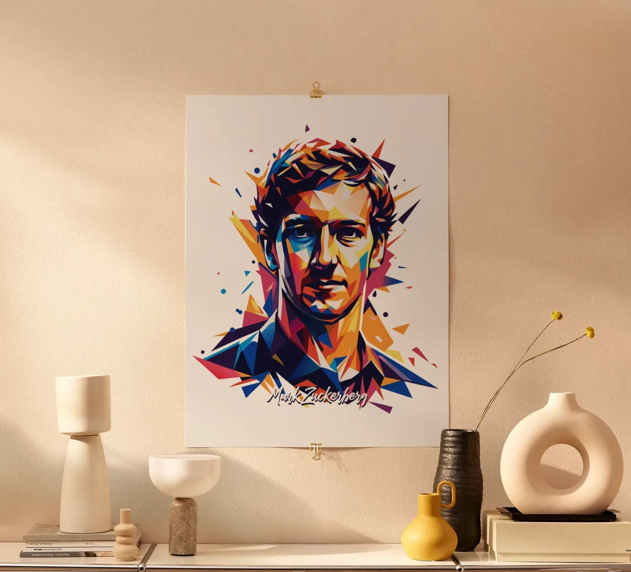 Mark Zuckerberg in WPAP Pop ARt hahnemühle de vectorartnesia