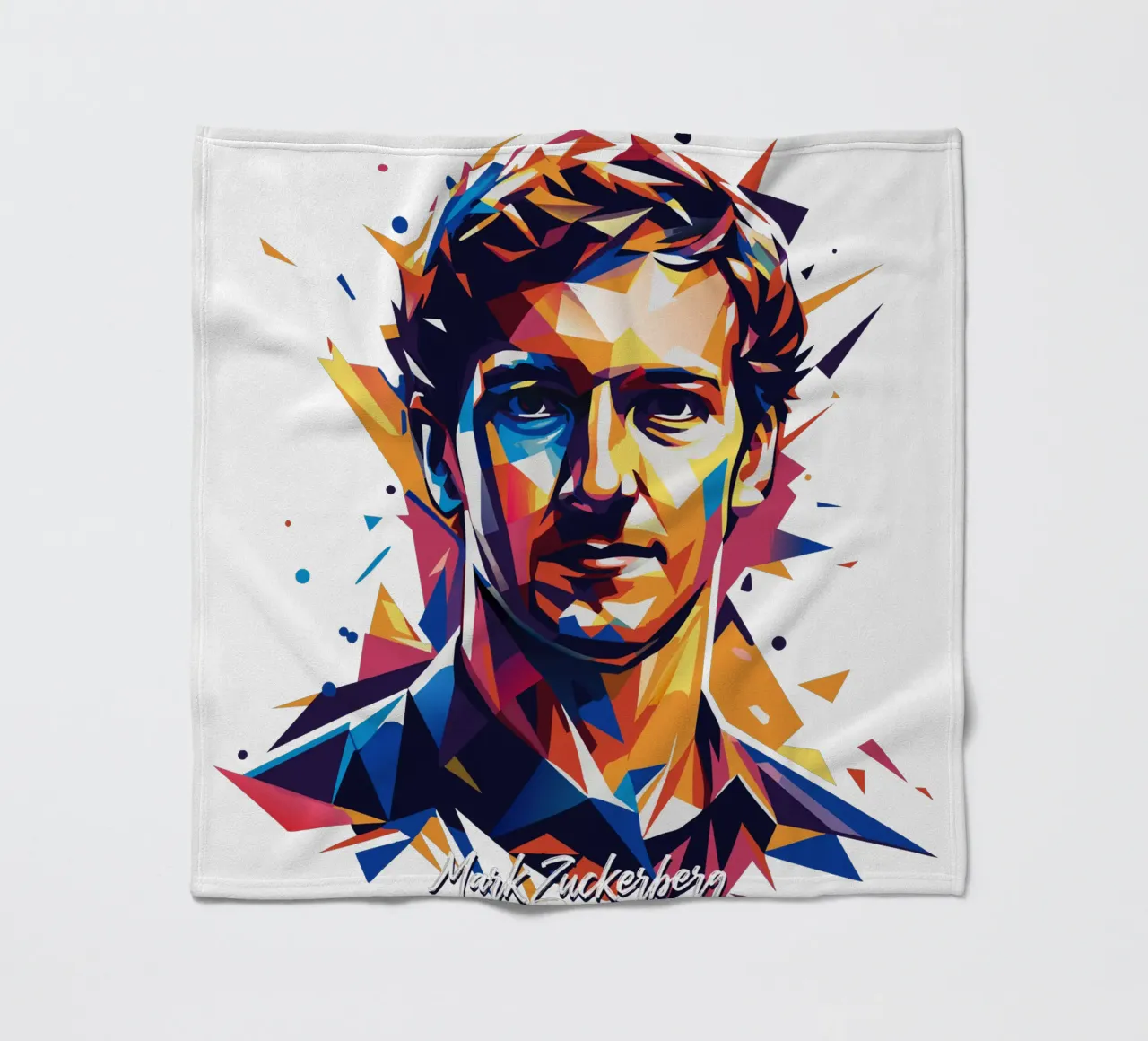 Mark Zuckerberg in WPAP Pop ARt fleece blanket by vectorartnesia