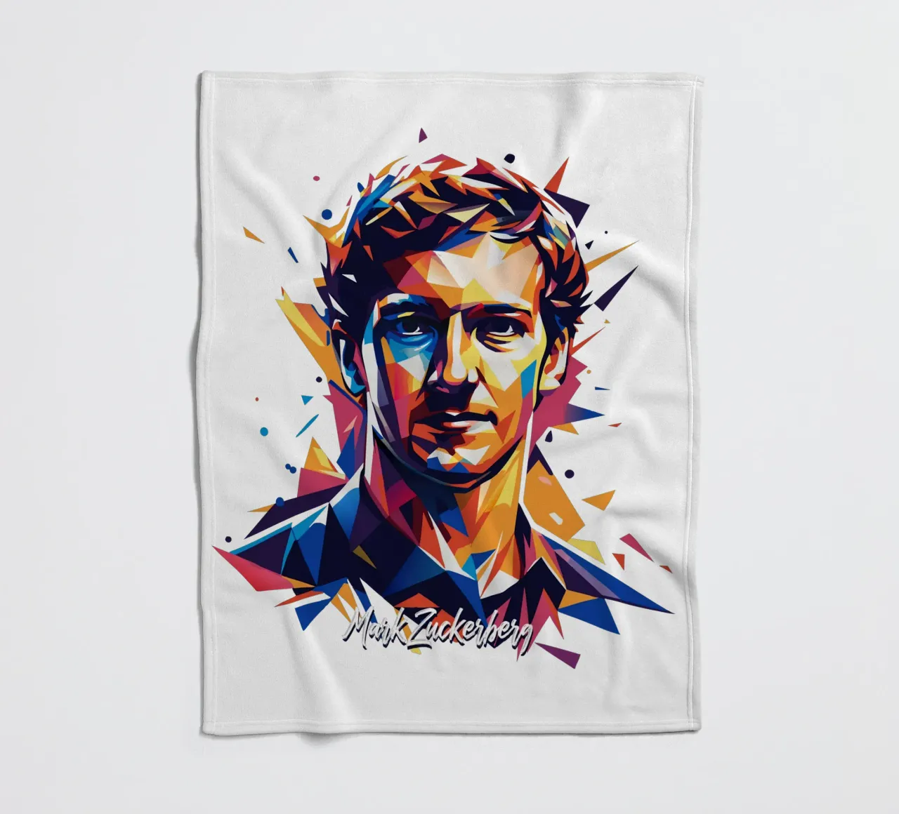 Mark Zuckerberg in WPAP Pop ARt fleece blanket by vectorartnesia