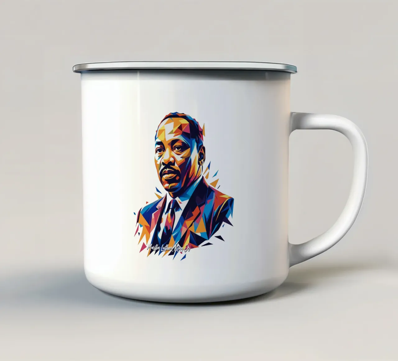 Martin Luther King Jr WPAP Pop Art taza de esmalte de vectorartnesia