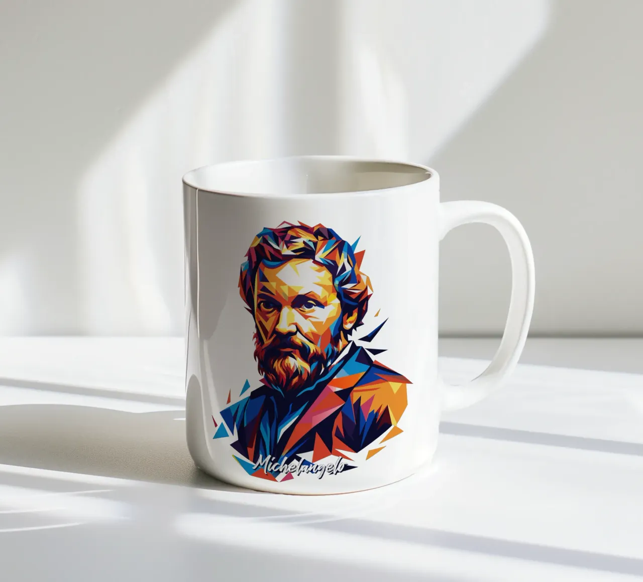 Michelangelo WPAP Pop Art tazza in ceramica da vectorartnesia