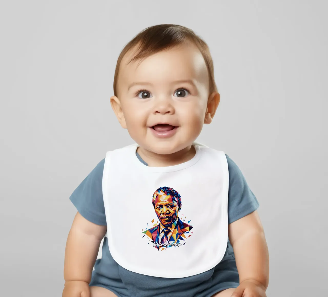 Nelson Mandela WPAP Pop Art bavaglino da vectorartnesia