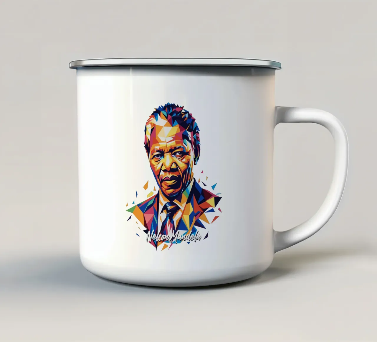 Nelson Mandela WPAP Pop Art taza de esmalte de vectorartnesia