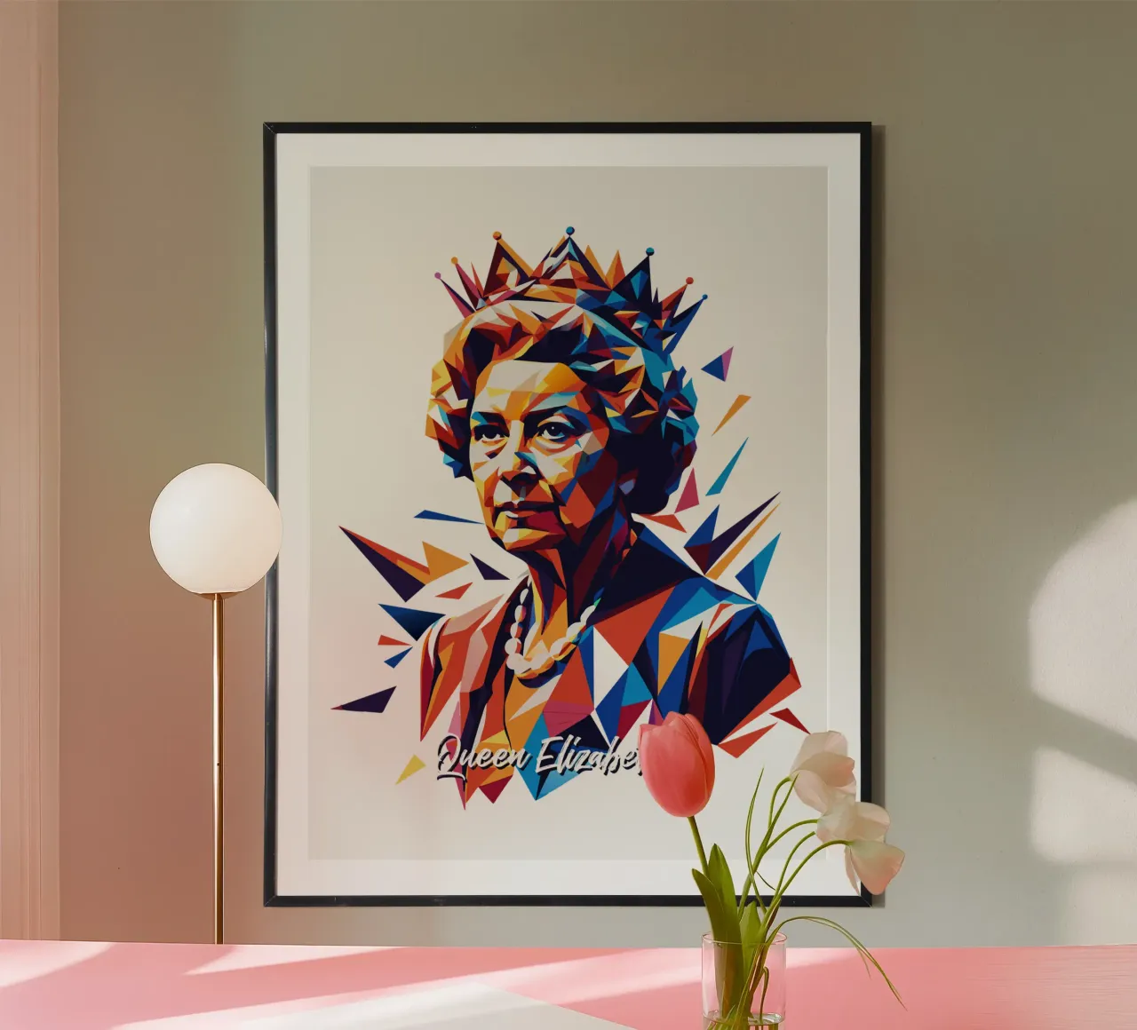 Queen Elizabeth II WPAP Pop Art carta hahnemühle da vectorartnesia