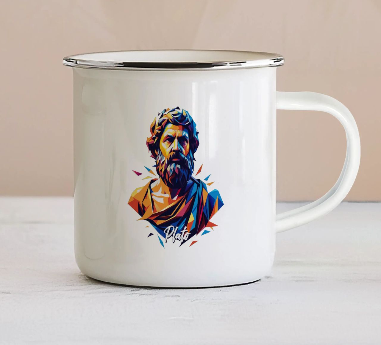 Plato WPAP Pop Art tazza in smalto da vectorartnesia