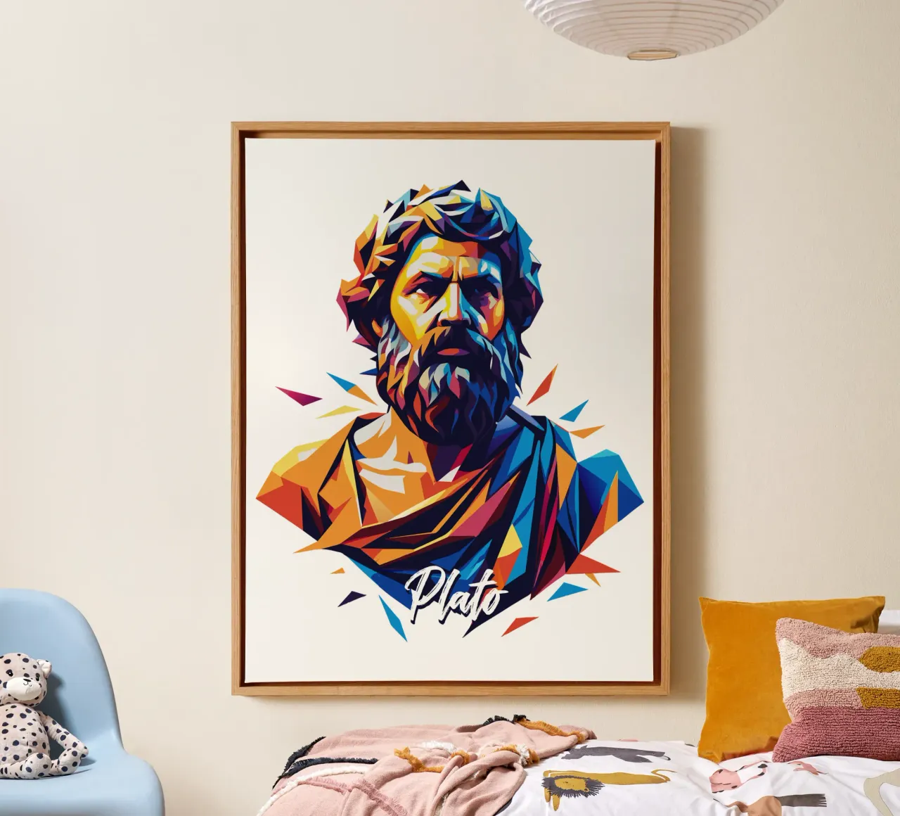 Plato WPAP Pop Art tela con Cornice a cassetta da vectorartnesia