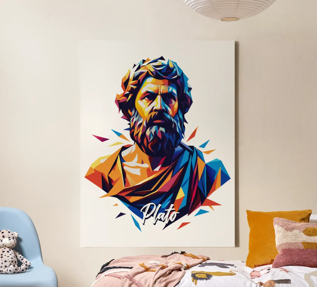 Plato WPAP Pop Art tela con Cornice a cassetta da vectorartnesia