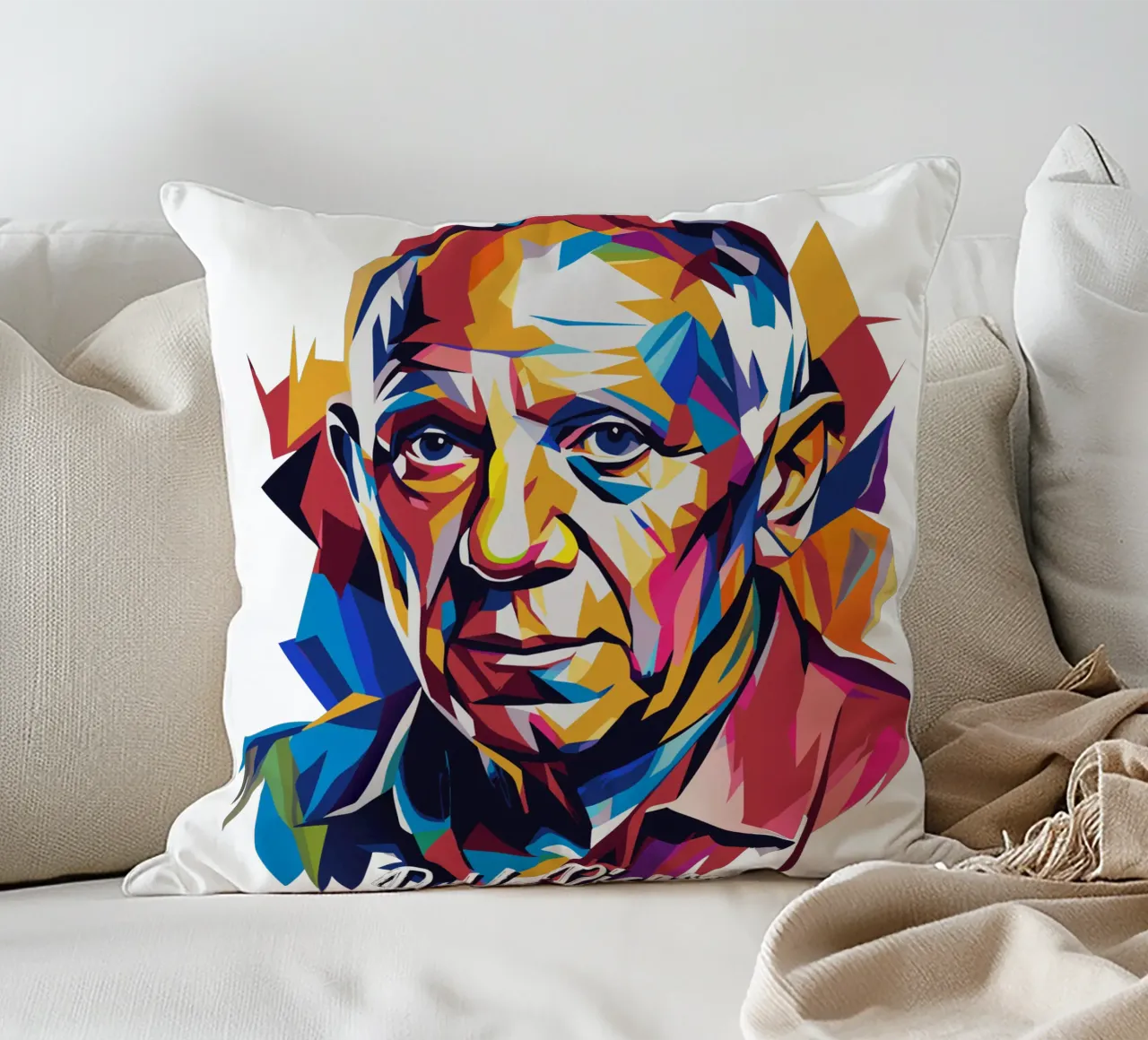 Pablo Picasso In WPAP Pop Art cuscino da vectorartnesia