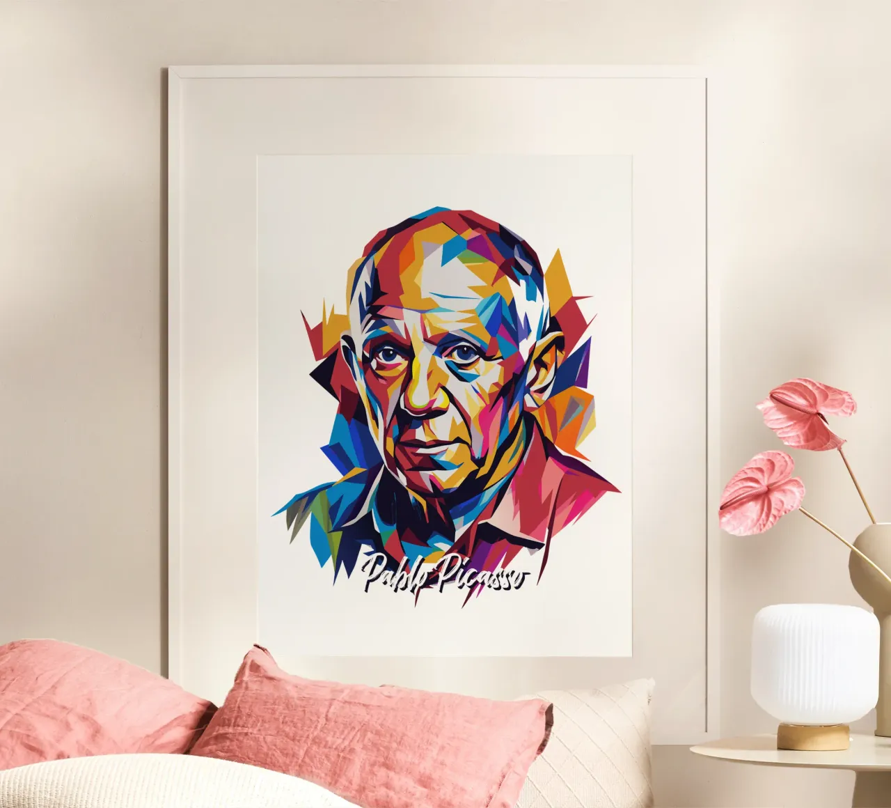 Pablo Picasso In WPAP Pop Art poster con telaio in plastica da vectorartnesia
