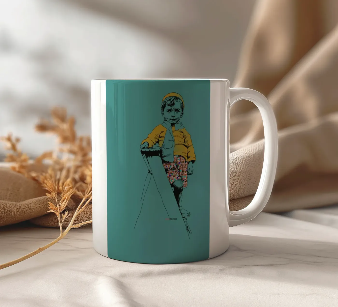 Ladder Boy ceramic mug by La Belette Rose