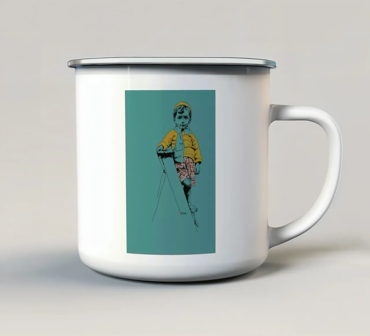 Ladder Boy Emaille Tasse von La Belette Rose