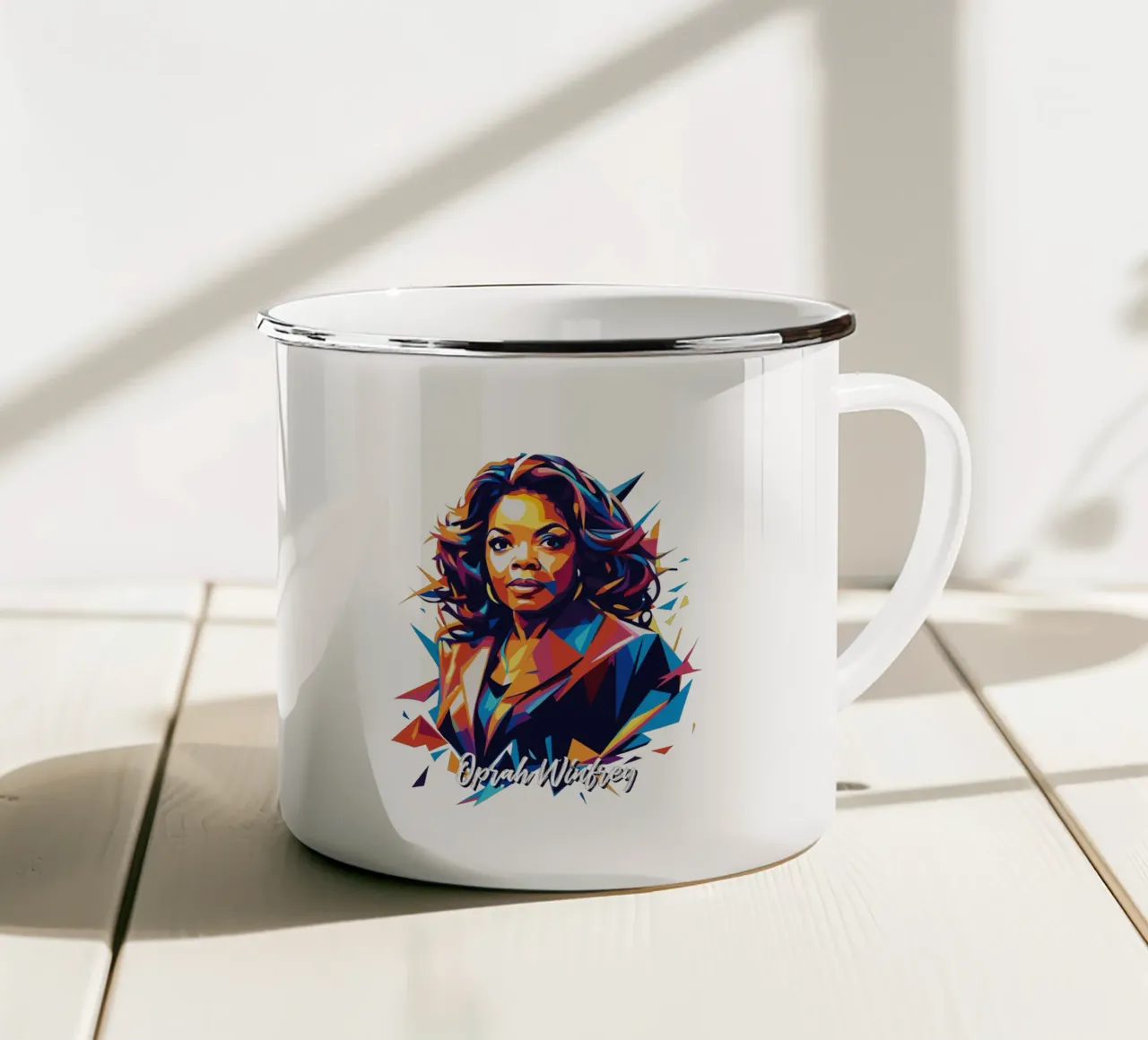 Oprah Winfrey WPAP Pop Art tazza in smalto da vectorartnesia