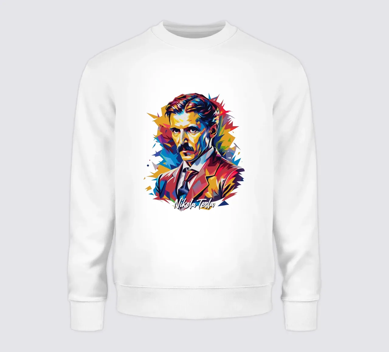 Nikola Tesla In WPAP Pop Art Sweatshirt von vectorartnesia