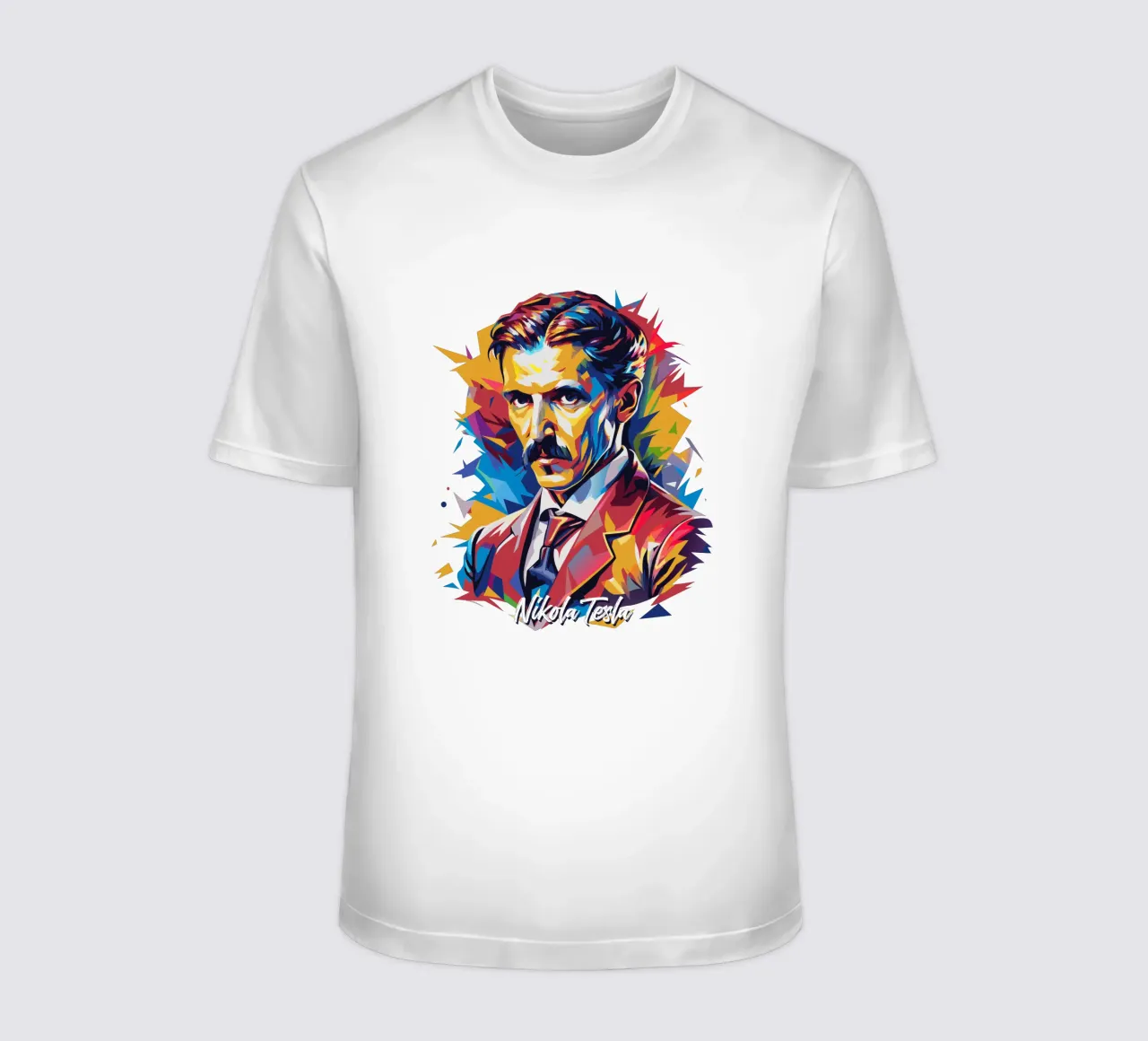 Nikola Tesla In WPAP Pop Art t-shirt da vectorartnesia