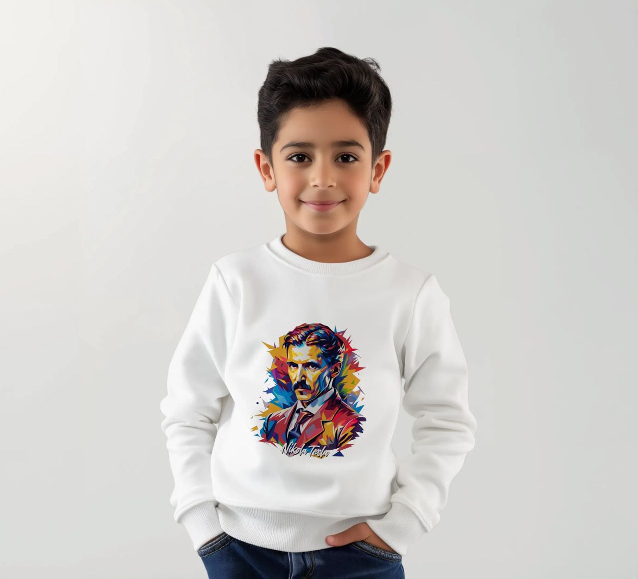 Nikola Tesla In WPAP Pop Art felpa bambino da vectorartnesia