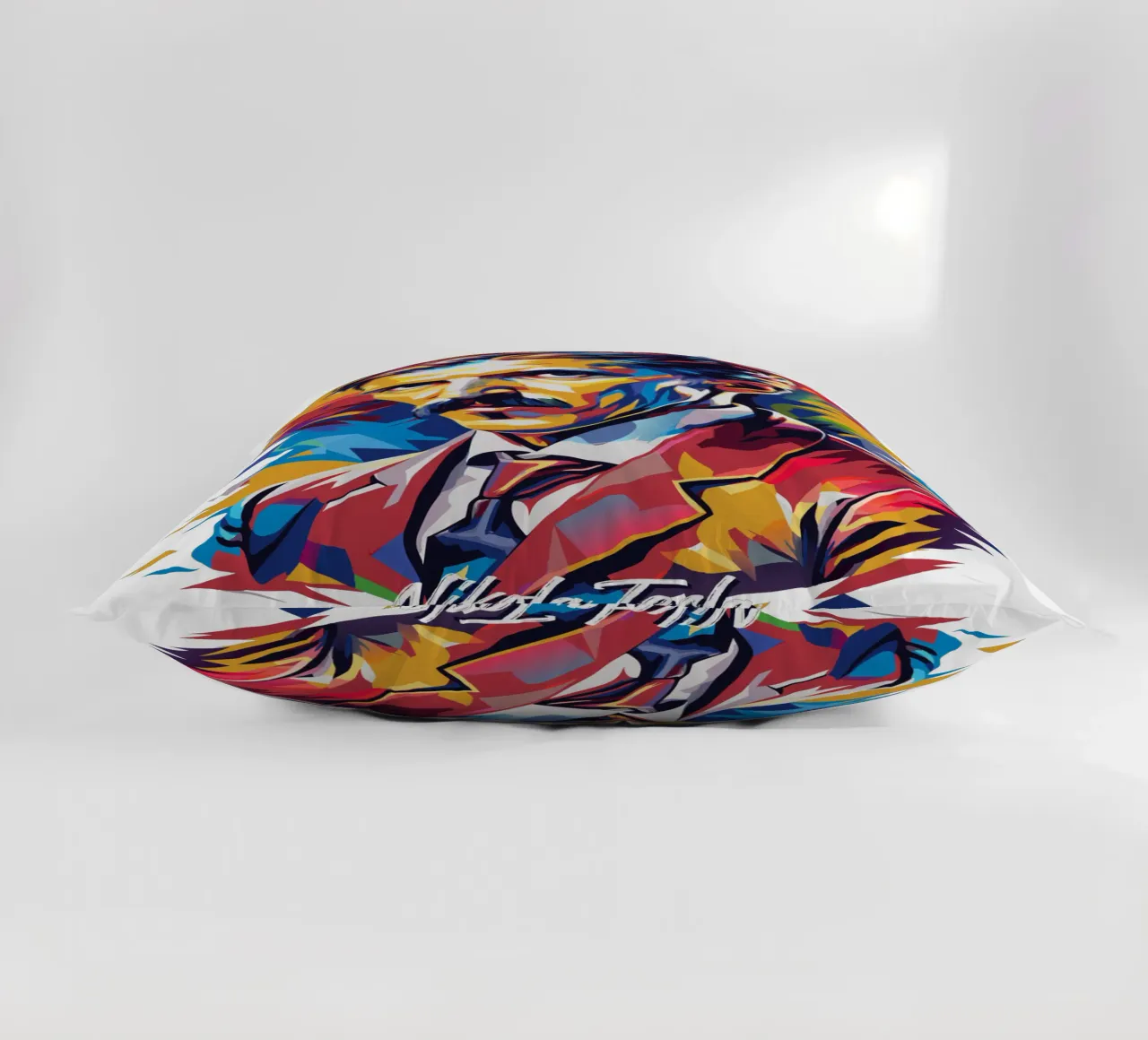 Nikola Tesla In WPAP Pop Art cuscino da vectorartnesia