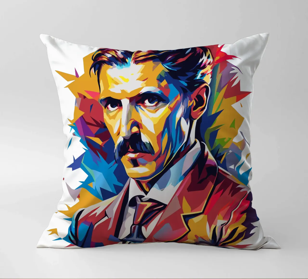 Nikola Tesla In WPAP Pop Art cuscino da vectorartnesia