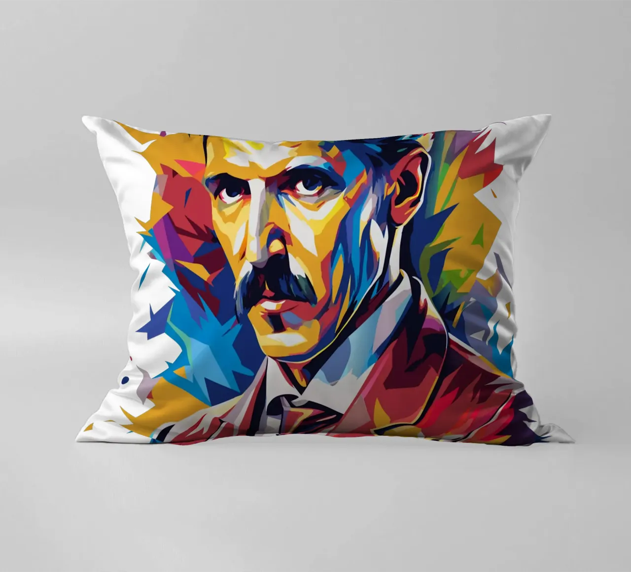 Nikola Tesla In WPAP Pop Art cuscino da vectorartnesia