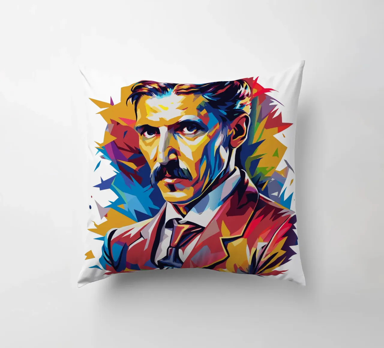 Nikola Tesla In WPAP Pop Art cuscino da vectorartnesia