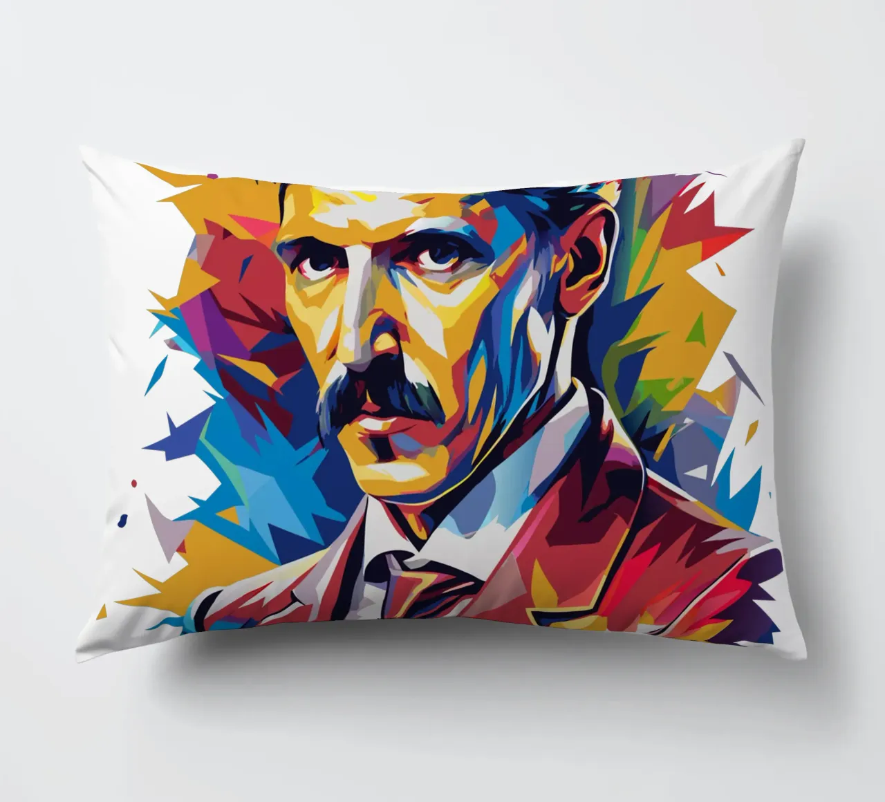 Nikola Tesla In WPAP Pop Art cuscino da vectorartnesia