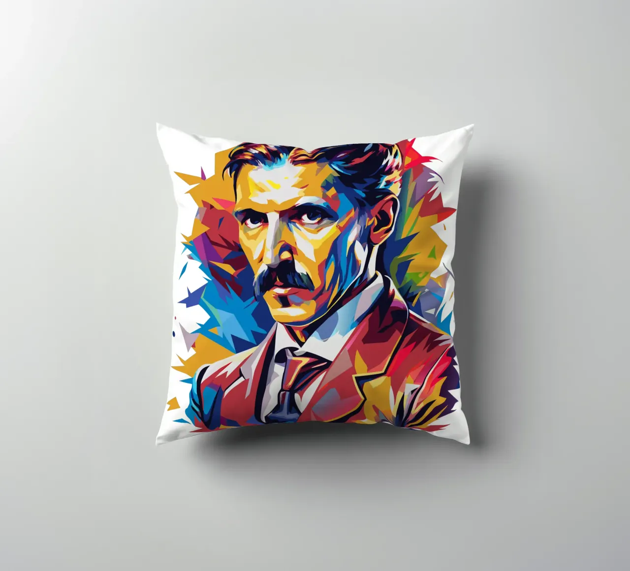 Nikola Tesla In WPAP Pop Art cuscino da vectorartnesia