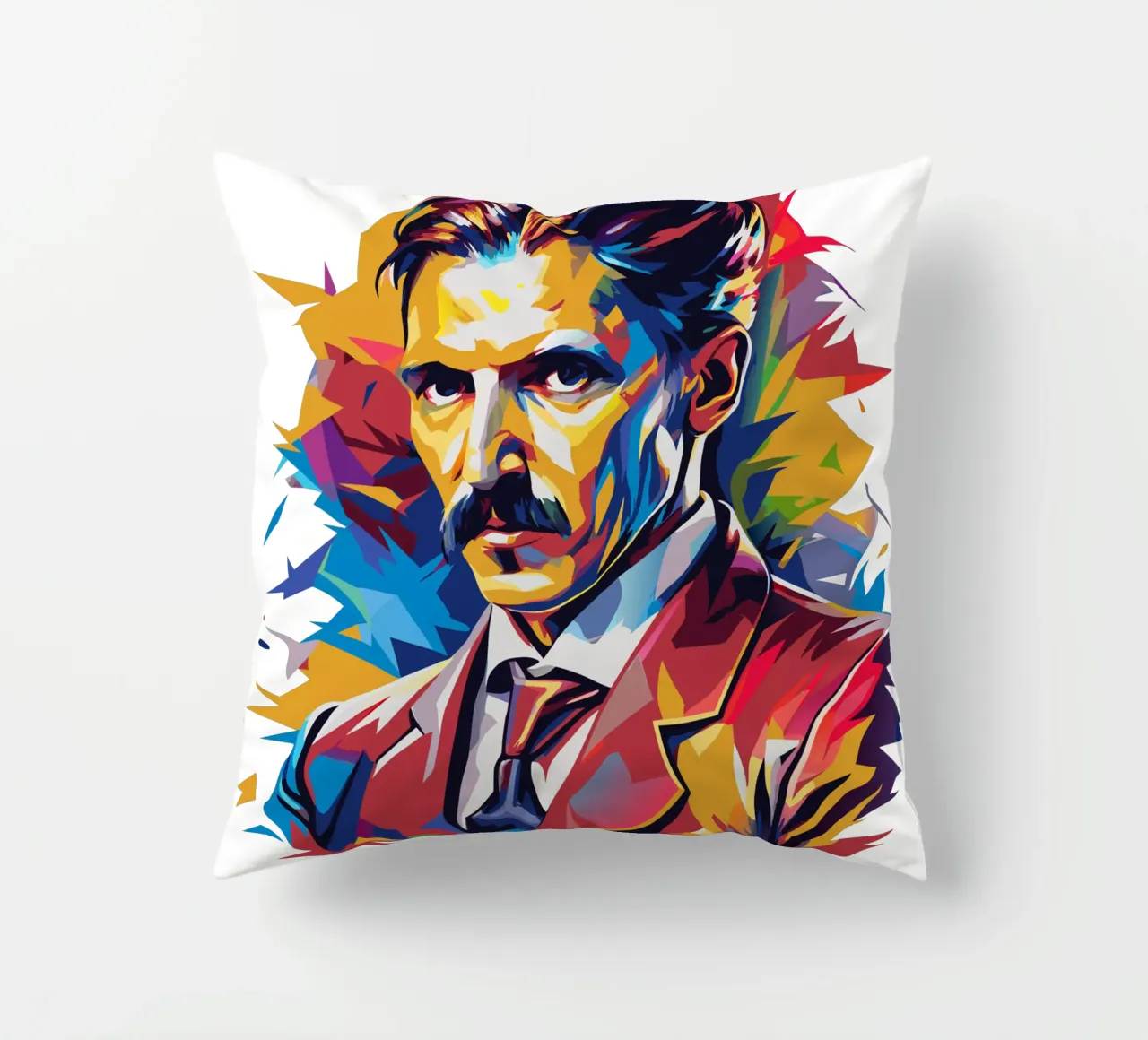 Nikola Tesla In WPAP Pop Art cuscino da vectorartnesia