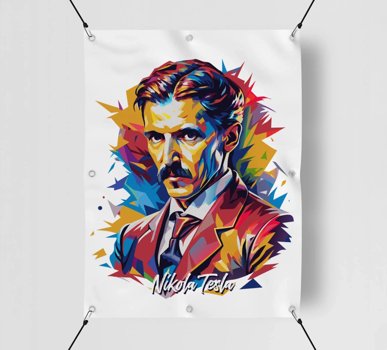 Nikola Tesla In WPAP Pop Art telo in pvc da vectorartnesia