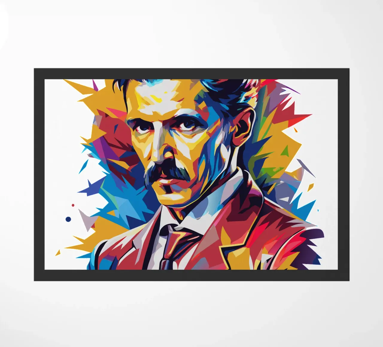 Nikola Tesla In WPAP Pop Art Fußmatte von vectorartnesia