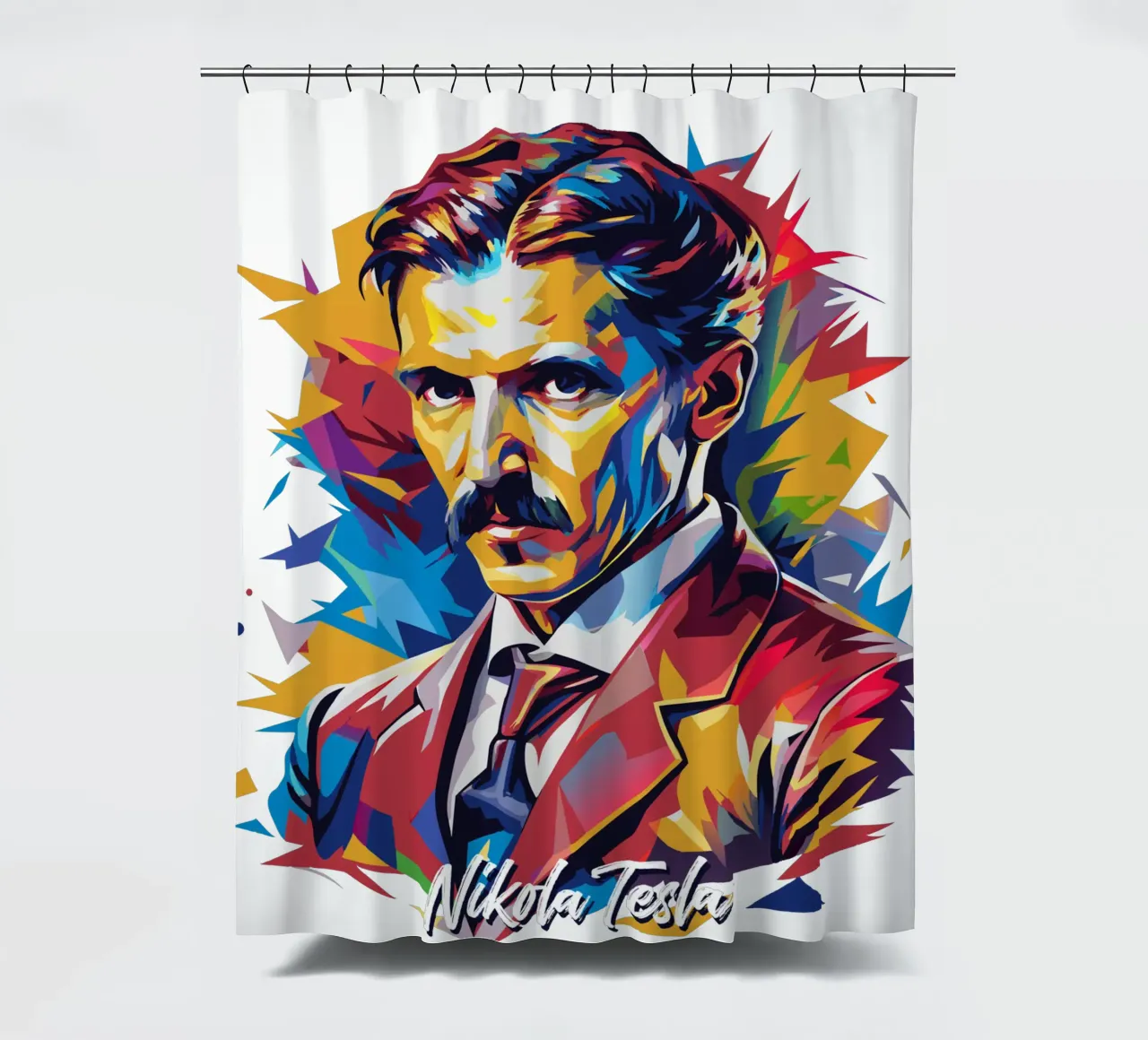 Nikola Tesla In WPAP Pop Art tenda da doccia da vectorartnesia