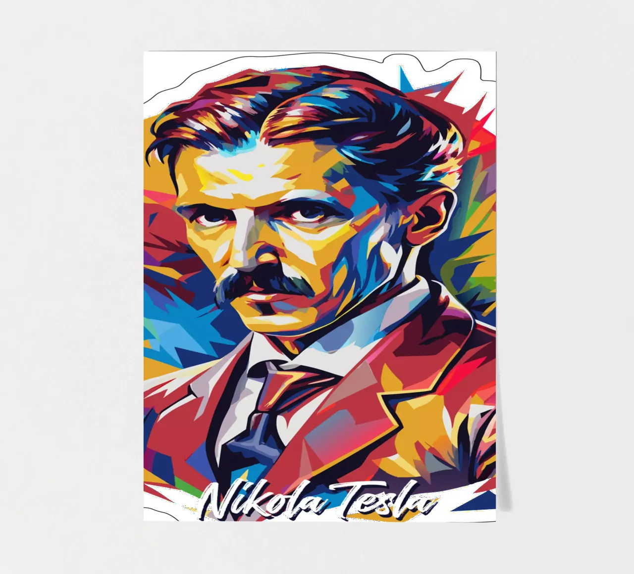 Nikola Tesla In WPAP Pop Art foglio adesivo da vectorartnesia