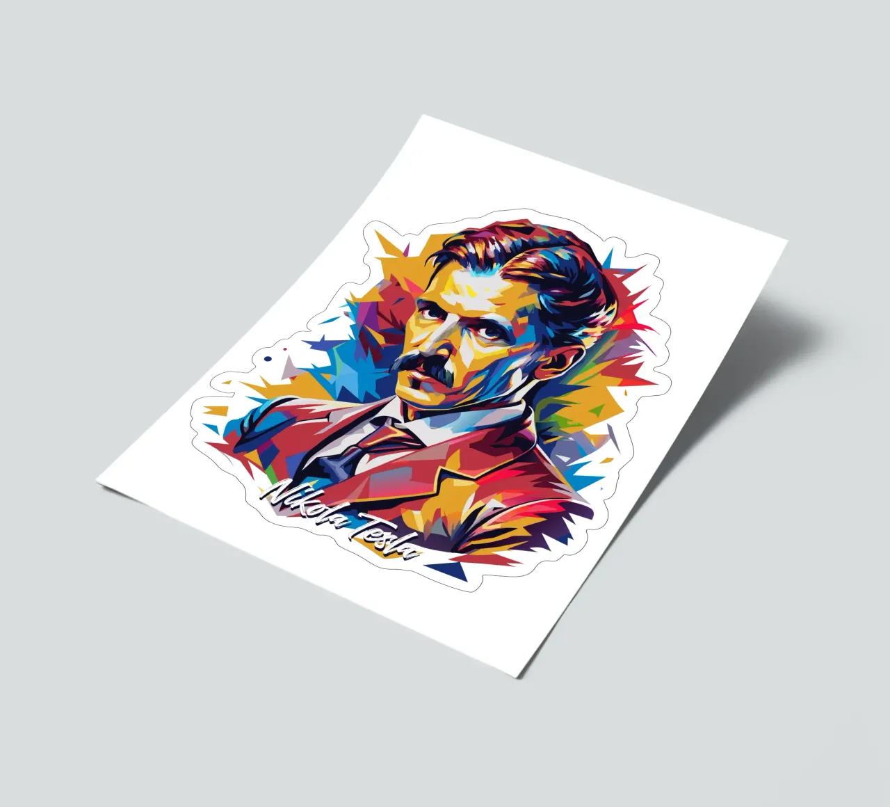 Nikola Tesla In WPAP Pop Art foglio adesivo da vectorartnesia