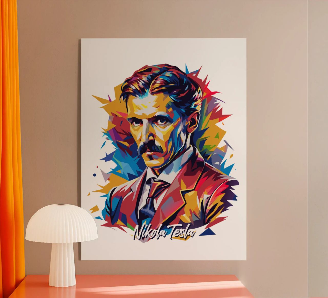 Nikola Tesla In WPAP Pop Art plexiglass da vectorartnesia